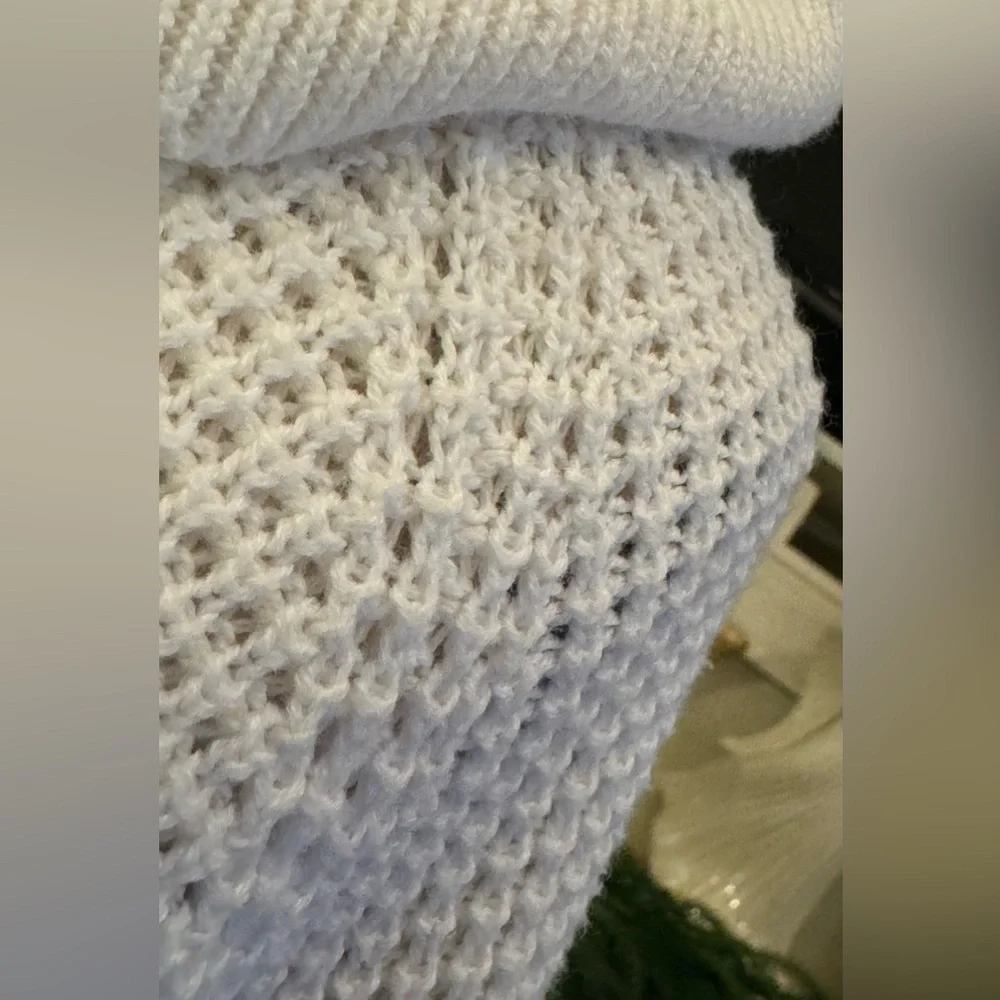 Michael Kors Ivory Waffle Knit Cowl Neck Sweater Women’s Large Luxury Holiday